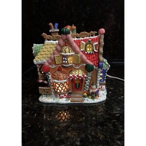 Vintage Lemax Sugar N Spice Christmas Gingerbread Cottage House With Light 2004